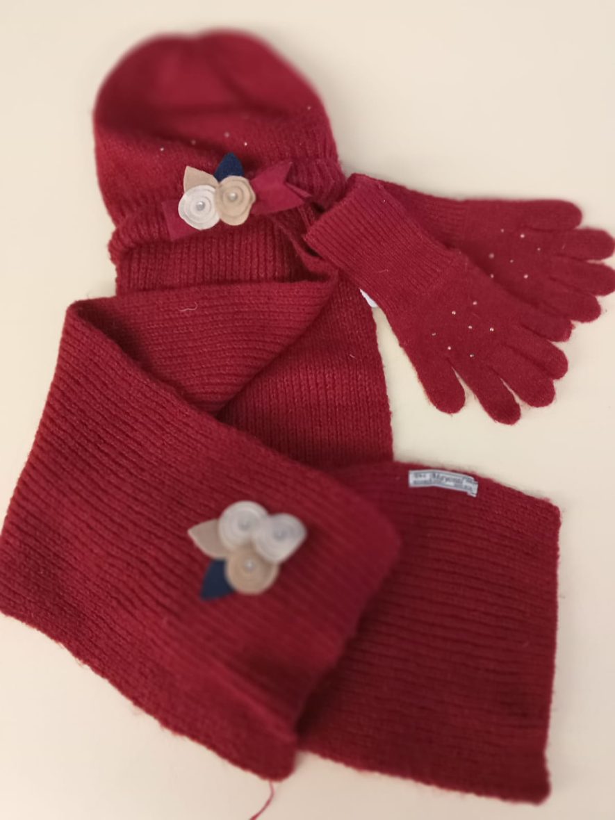 Mädchen Set – Schal + Mütze + Handschuhe